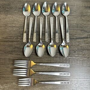 Lot 12 Wm Rogers Suncrest Spring Charm Flatware Teaspoons Forks Stainless